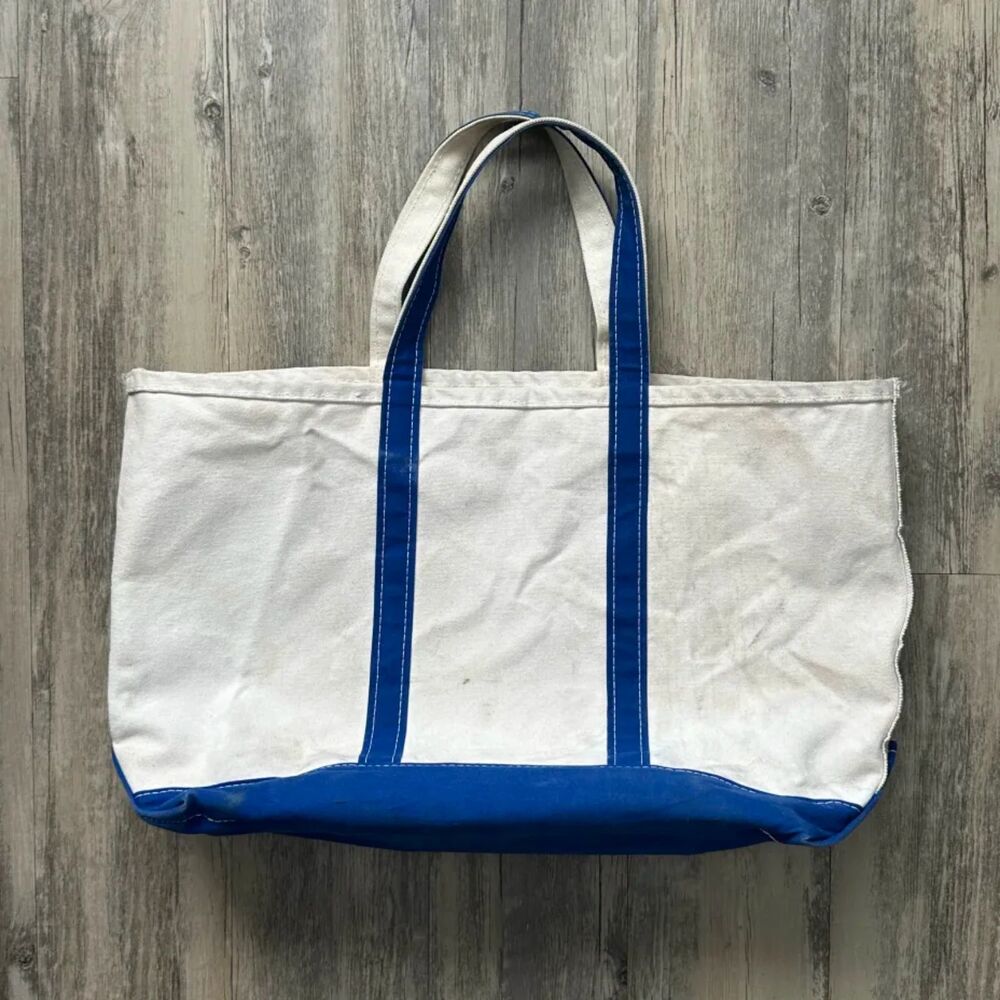 Vintage L.L. Bean Boat And Tote Blue Canvas Tote Bag